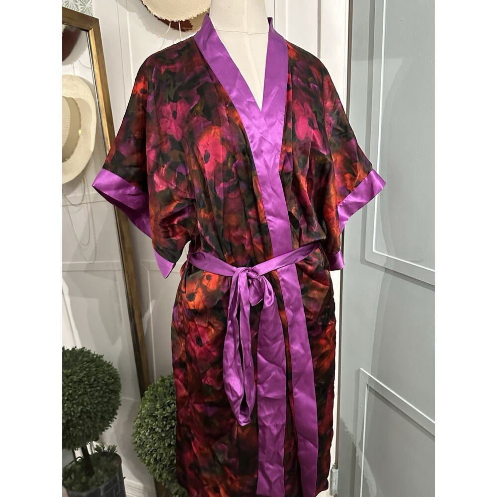 NWT Carol Coelho The Poppy Silk Satin Charmeuse Short Kimono Size XL - Picture 4 of 10